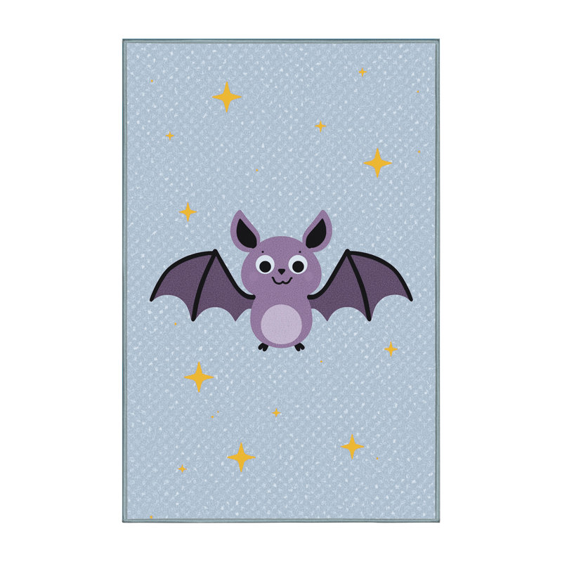 Soft Plush Escoto Halloween Modern & Contemporary Abstract Area Rug in Blue – SkyBlue Binding, 3x5
