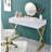 White & Gold Vanity With Rectangular Look, Crystal Handle, Metal Frame, Included Mirror Jewelry Tray, 2 Storage Drawers Finish Desk Center Glide