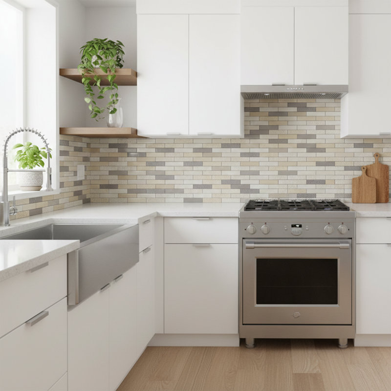 1" x 3" Flat Glass Brick Joint Mosaic Wall Tile