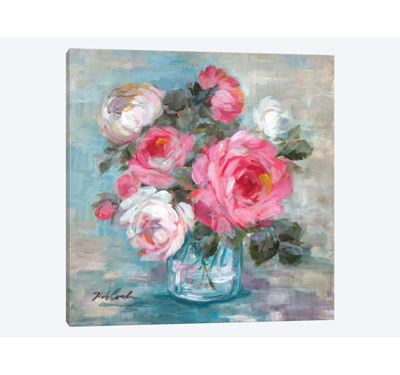 Summer Roses II by Debi Coules - Print on Canvas, 66.04 cm H x 66.04 cm W x 1.91 cm D, No Frame