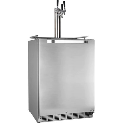 HCK 24 Inch Universal Outdoor Beverage Refrigerator And Full Size Outdoor Kegerator 2 In 1, Keg Beer Cooler For Beer Dispensing With 3 Faucet, Complet