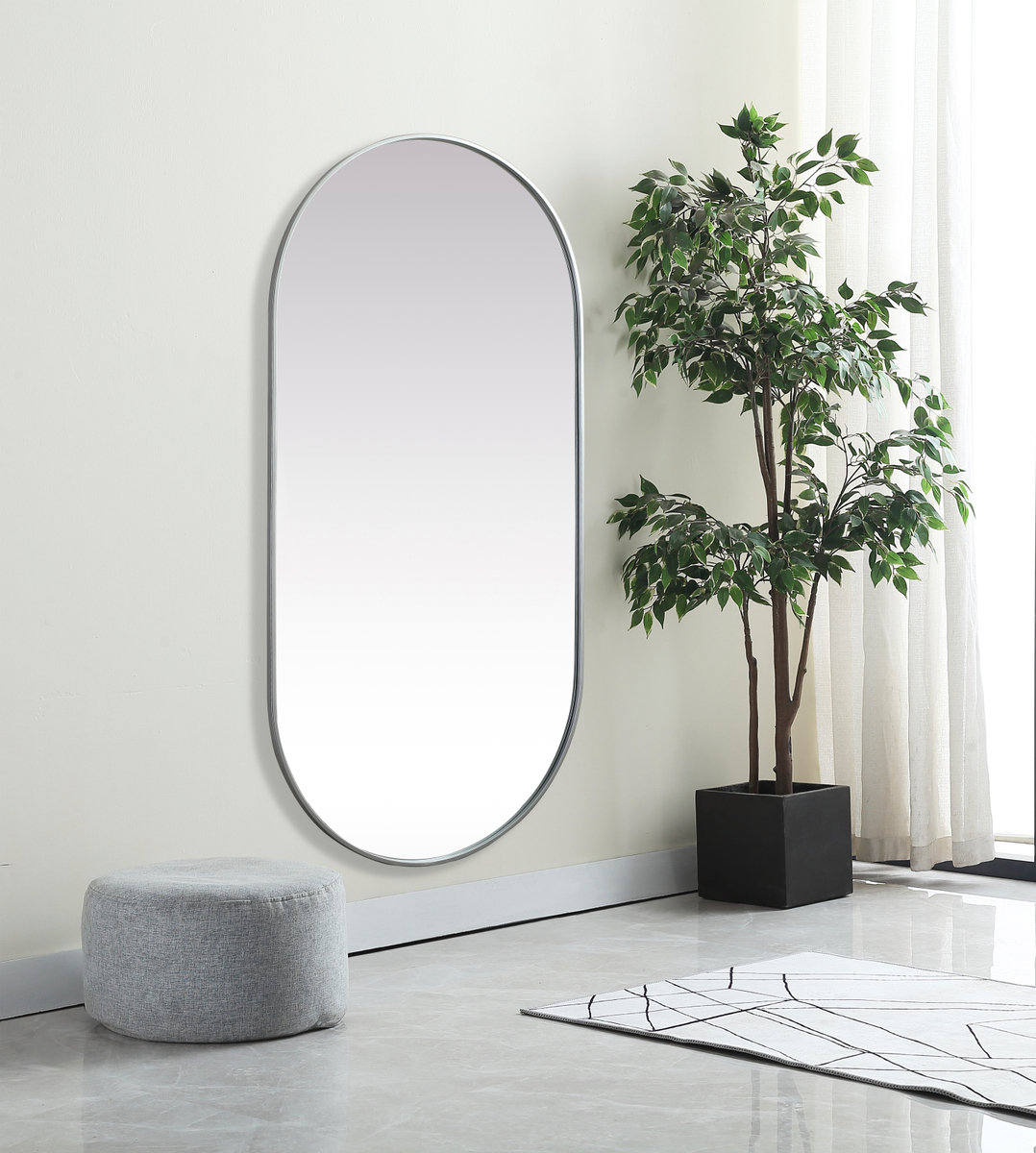 Elington Accent Mirror, Silver, 60"  x 30" 