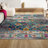 Lathan Bohemian FLAIR Boho Vintage Medallion Navy/Cream Rug-1035671764