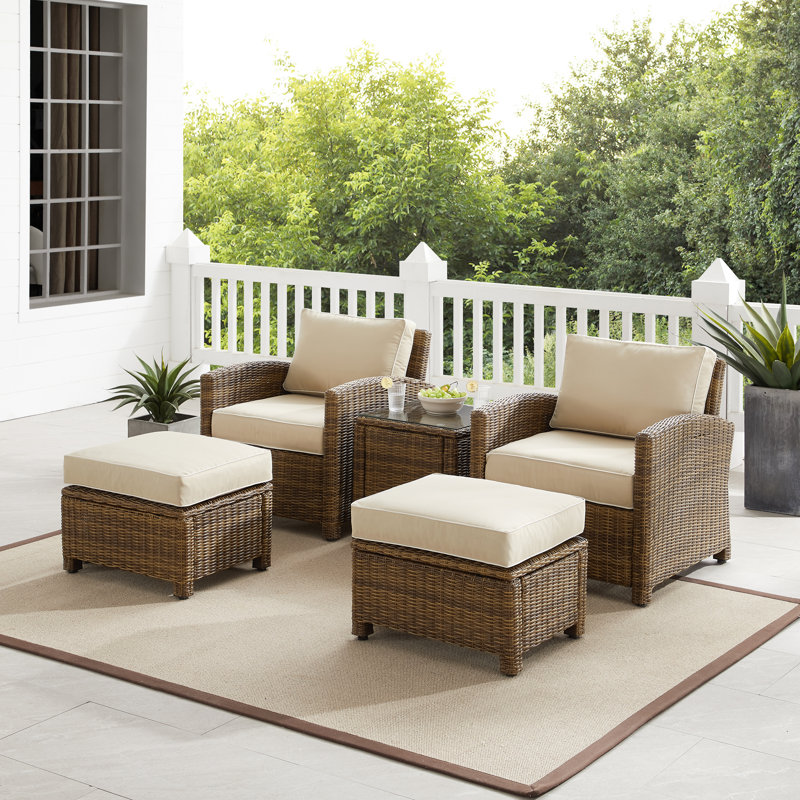 2 - Person Patio Conversation Set with Cushions, Brown, Beige