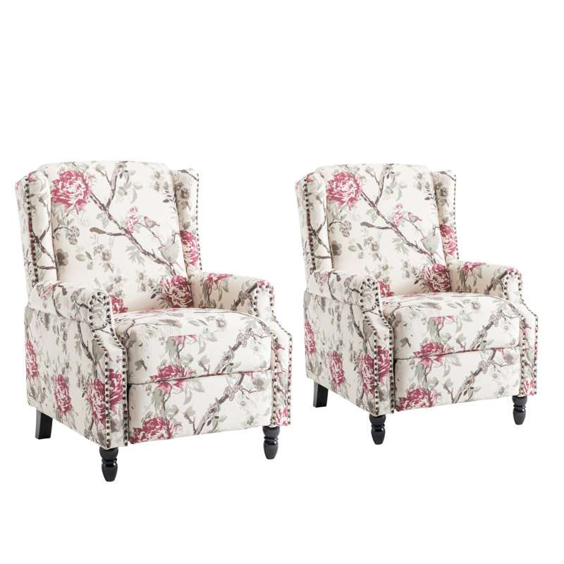 Manual Standard Push Back Recliner, Pink Floral
