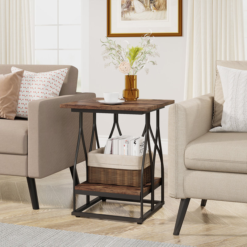 Karlov Frame End Table, Brown, Black