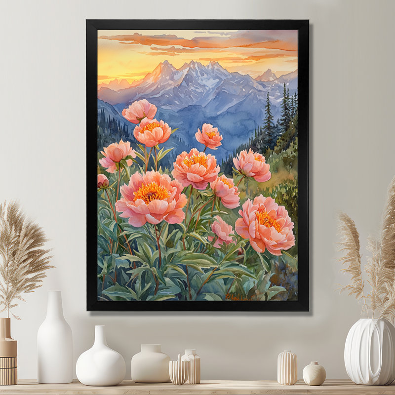 Bories - Art mural sur toile florale, H 40 po x l 30 po, Reproduction encadrée d'une seule photo, Noir, noir, noir, noir