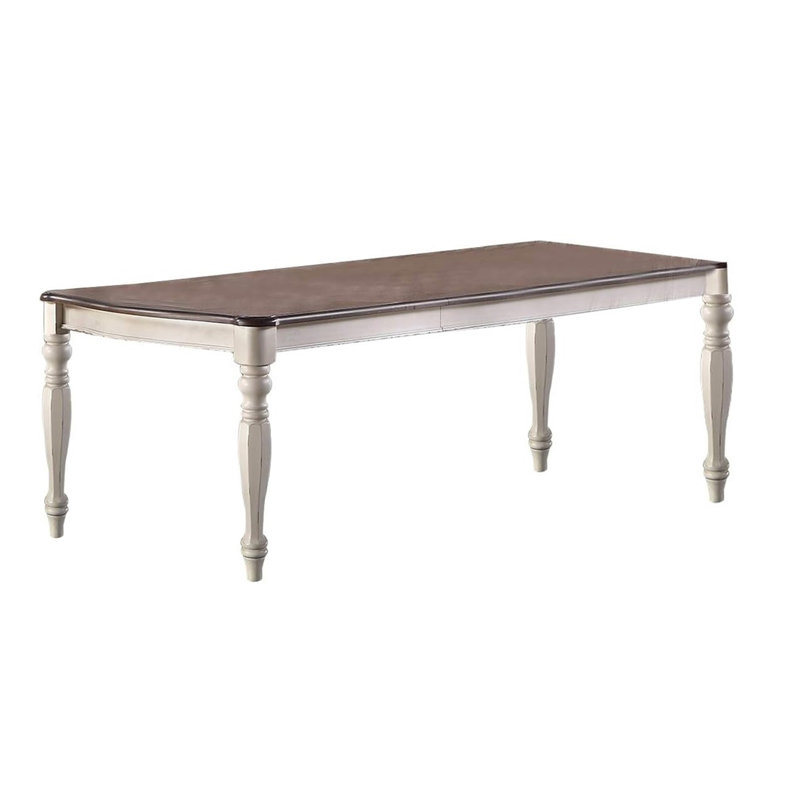 Table de salle à manger de style transitionnel 1Pc avec 2 feuilles en chêne blanc