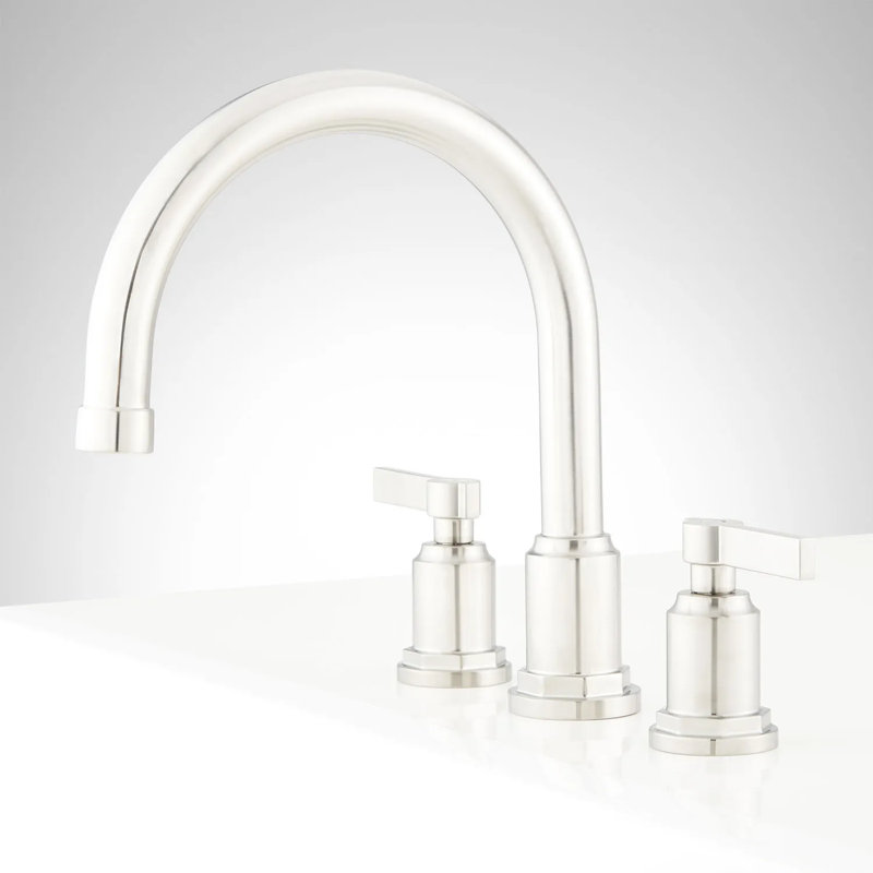 Signature Hardware Greyfield 2 Handle Deck Mounted Roman Tub Faucet, Brushed Nickel