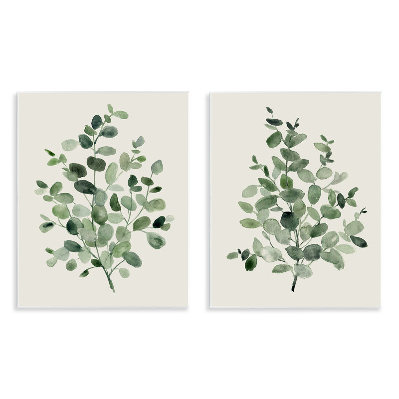 Ensemble de 2 plaques murales Minimal Rounded Plant Leaves, design par Carol Robinson