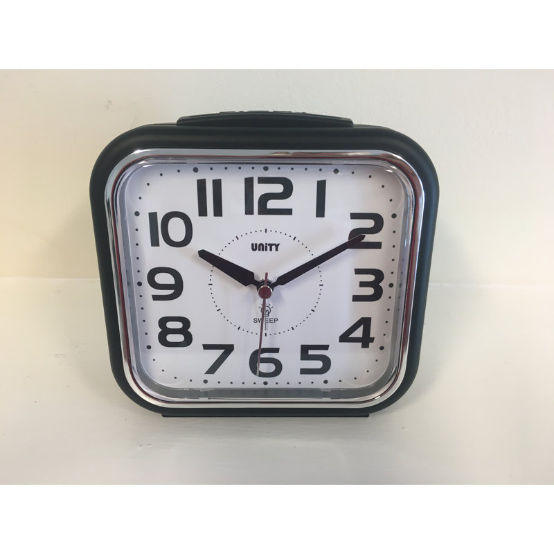 Analog Quartz Alarm Tabletop Clock in Silver, Black