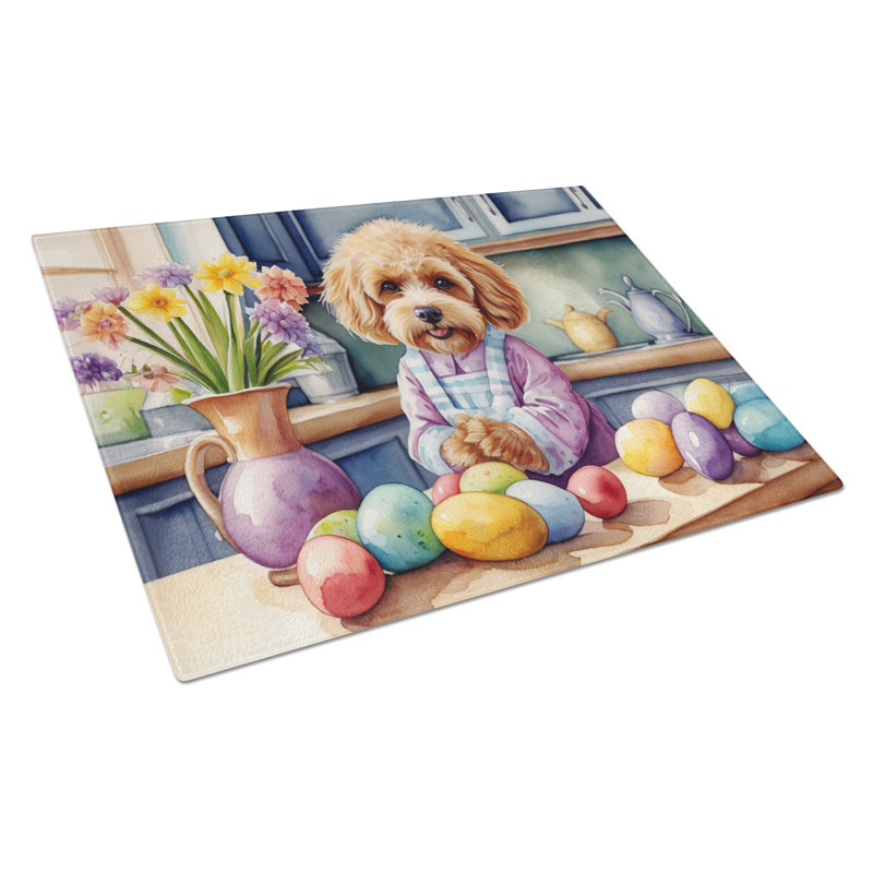 Planche à découper en verre pour la décoration de Cockapoo de Pâques