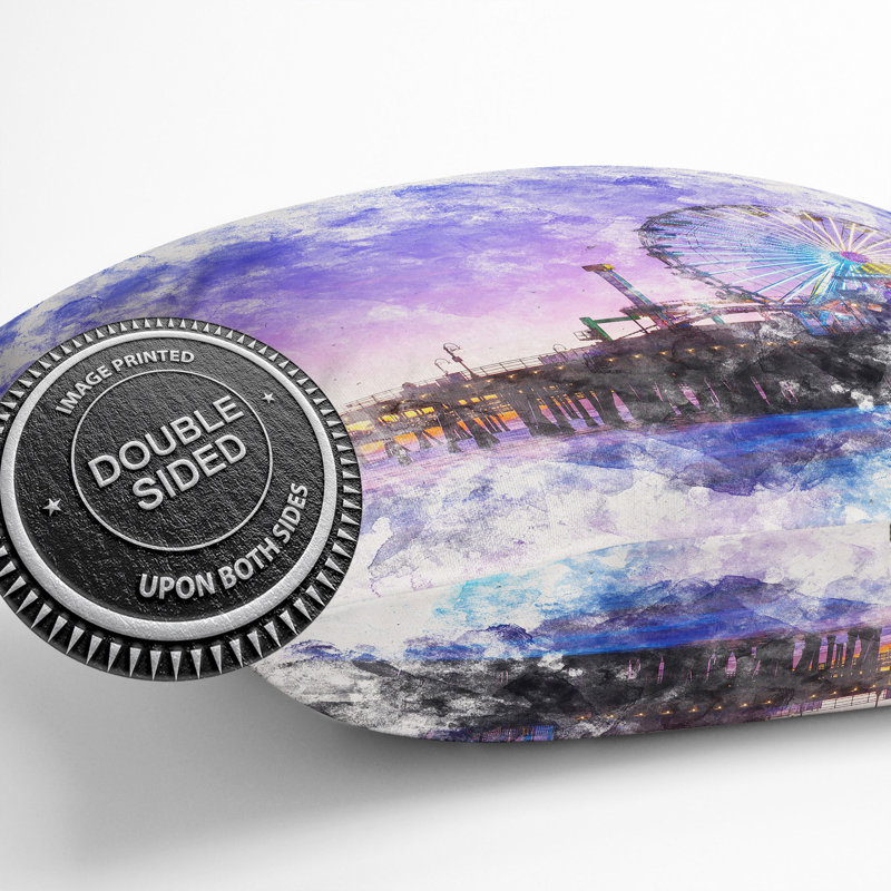 Santa Monica Pier Fairground Cushion with Filling, 40cm H x 40cm W x 15cm D