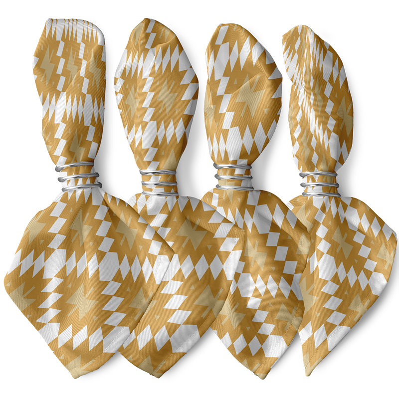 Sofiane Polyester Geometric Square Napkin, Yellow
