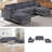 Modern Corduroy Modular Section Sofa, U-Shaped Convertible L-Shaped Sofa Set With Pillow, Oversized Sectional Sofa With Footstool-1852844504