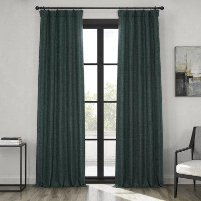 Ottis Textured Faux Linen Rod Pocket Room Darkening Curtains for Bedroom & Living Room Curtains - Single Panel Drapes