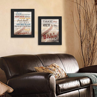 Baseball 2-Piece Vignette Framed Wall Art for Living Room, Home Wall Décor for Bedroom by Marla Rae