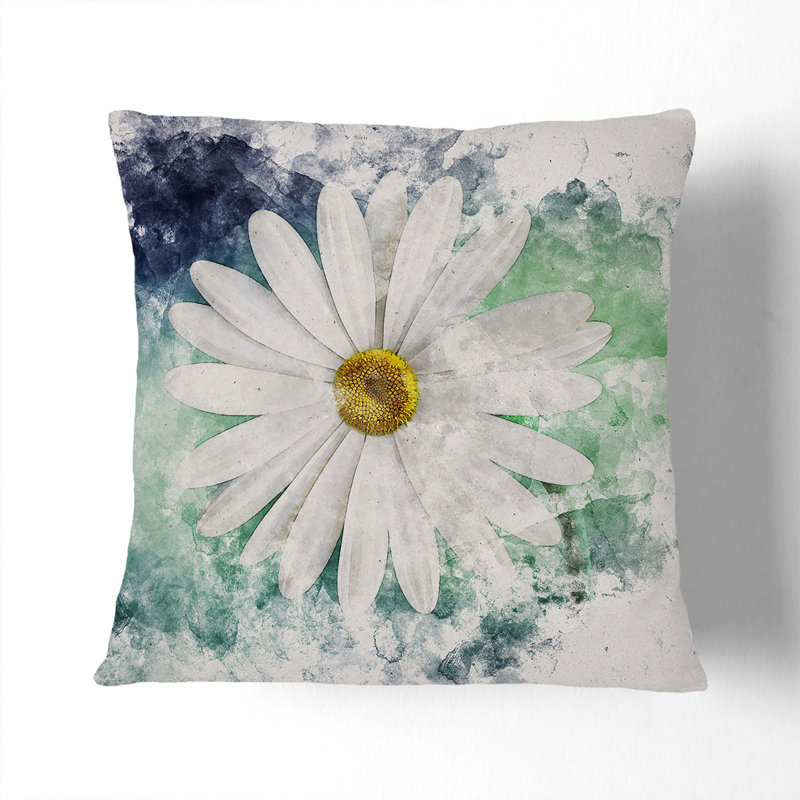 White Daisy Vol.2 Scatter Cushion, Black, 40cm H x 40cm W x 15cm D