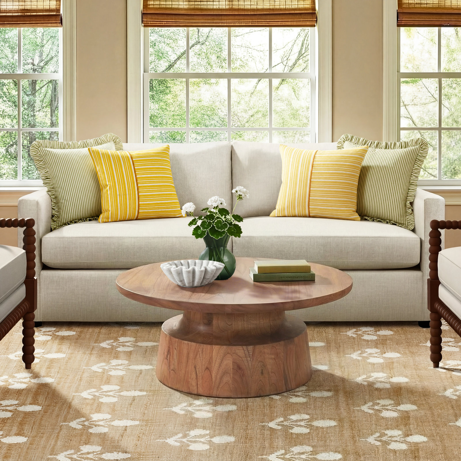 Rhys 36" Solid Wood Coffee Table, Aged Barrel