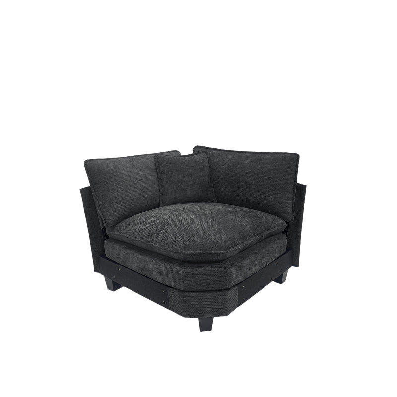 Fauteuil d'angle rembourré en forme de V avec coussins de 35 po, Black
