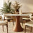 Mid-Century Modern Round Dining Table For 2-4 Stone Tabletop Solid Wood Pedestal Base-1642152166-1642152167