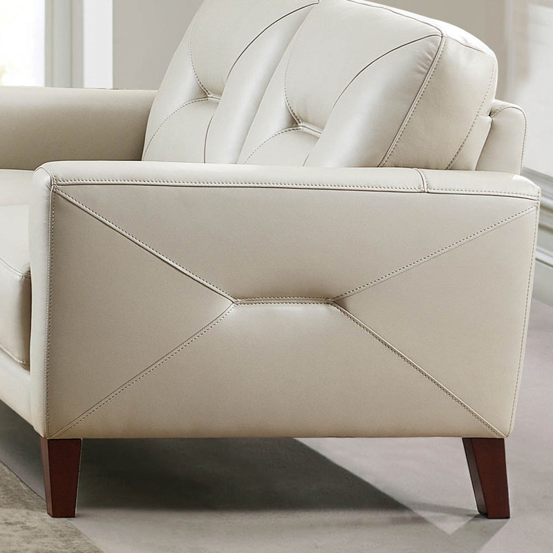 Causeuse en cuir véritable Brycelynn, Beige