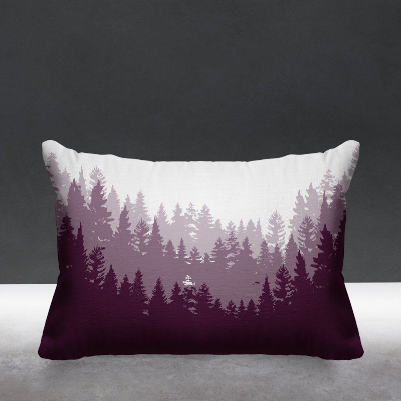 Coussin intérieur / extérieur Pine Trees Cabin, Mauve, 14 po x 20 po, Rectangulaire