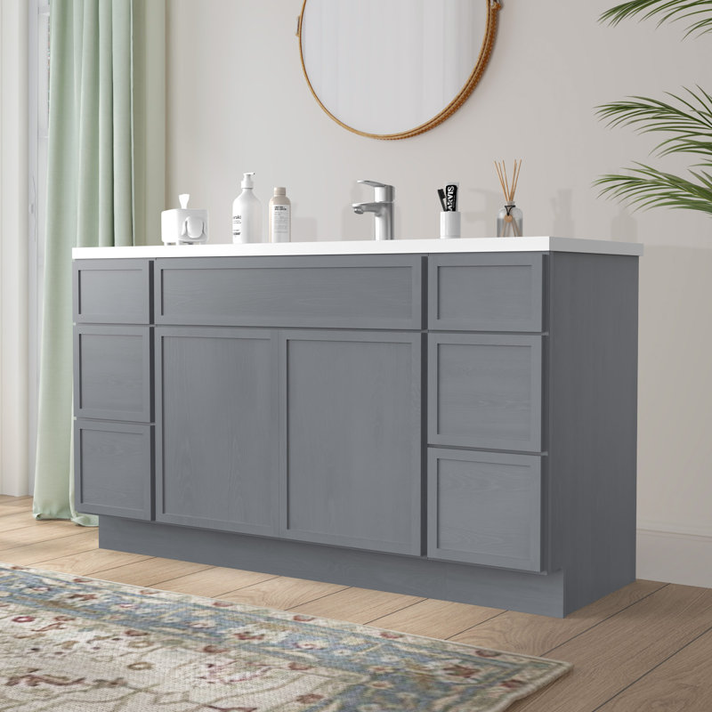 Base de meuble-lavabo simple 54 po seulement, Argent argent