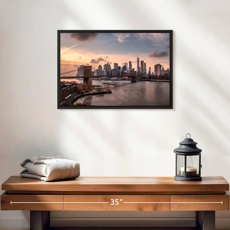 Brooklyn Dusk, 19 po x 13 po, Cadre flottant noir