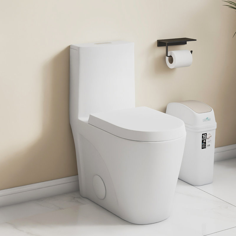 One Piece Toilet, 1.1/1.60 GPF Dual-Flush，Water-Saving Elongated Comfort Height Floor Mounted, Soft Close 1000 Gram Map Flushing Score Toilet, White 24T01-GW