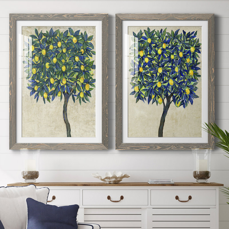 Lemon Tree Composition I Premium encadré mat - prêt à être accroché, Encadré gris, H 20 po x l 34 po x P 1 po