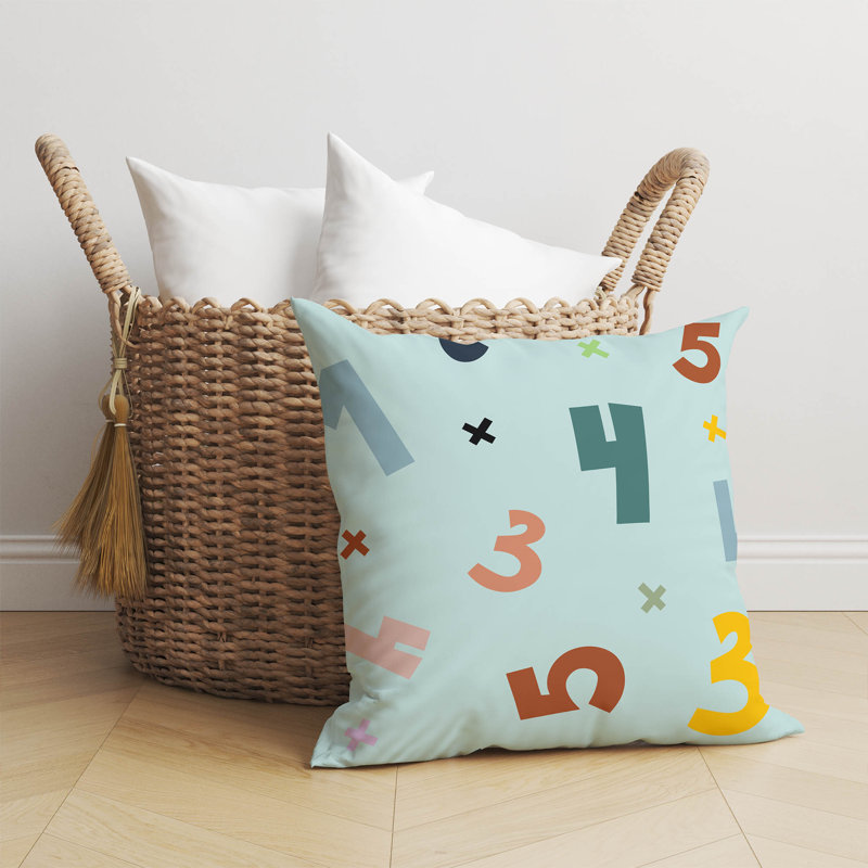 Coussin Numéros, H 16 po x l 16 po, Bleu clair / bleu