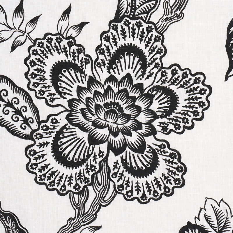 Schumacher x Celerie Kemble Hothouse Flowers Silhouette Fabric, Black/White