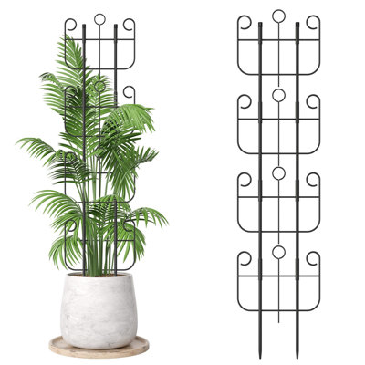Lot de 4 treillis pour plantes grimpantes d'intérieur, treillis métallique extensible et robuste pour plantes en pot d'extérieur, fleurs, vigne, lierre, 43 cm (H)