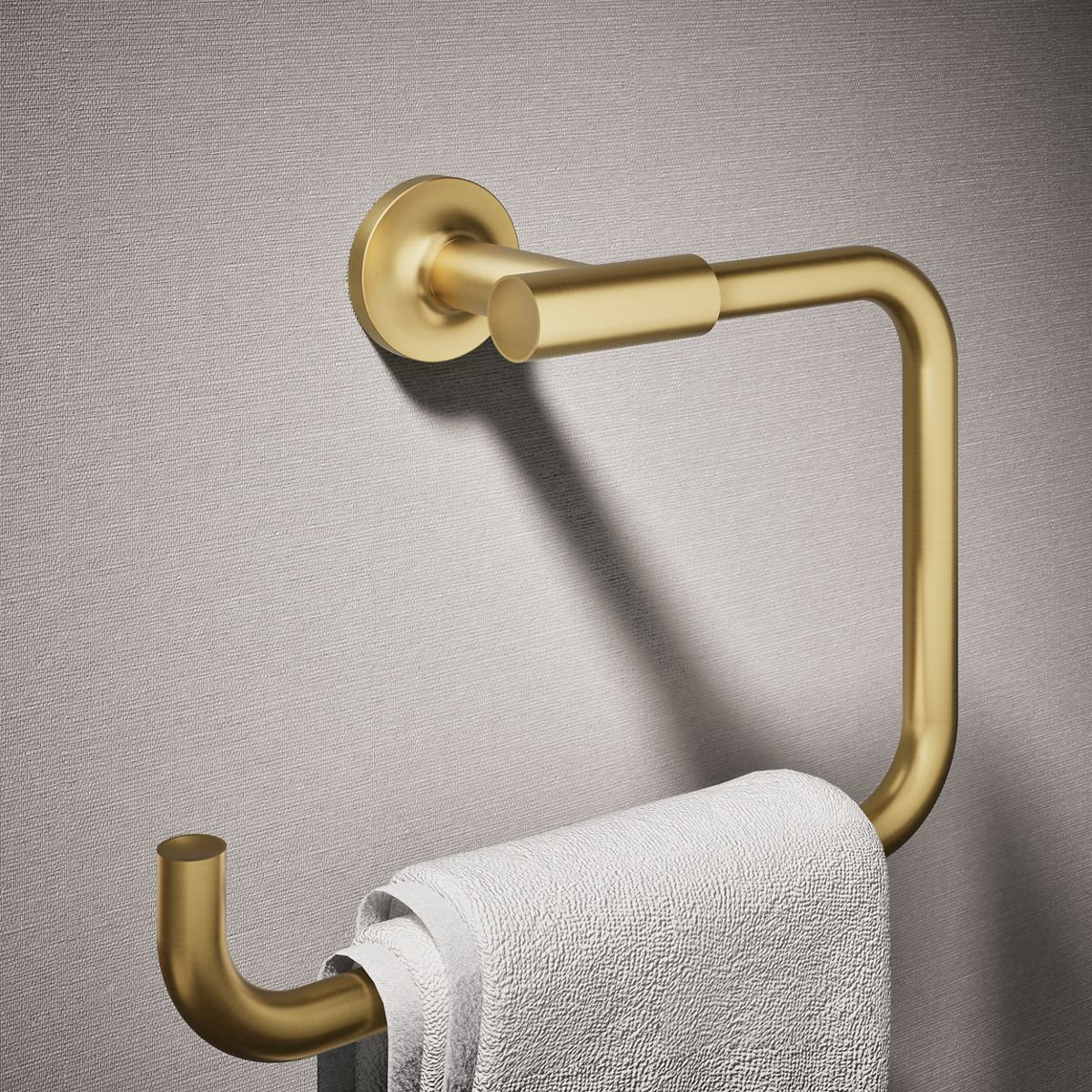 Purist Wall-Mounted Towel Ring, Vibrant Brushed Moderne Brass