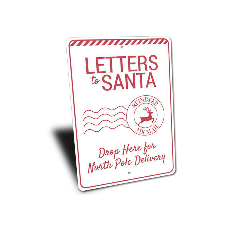 Lettres au père Noël, panneau en aluminium, H 14 po x l 10 po x P 0,04 po