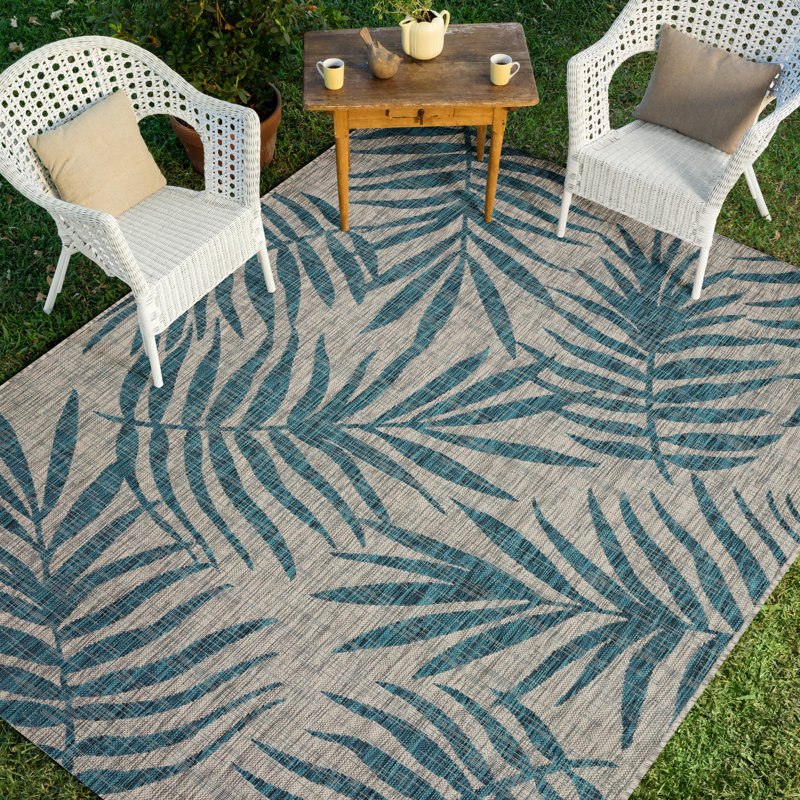 Laura Synthetic Geometric Indoor / Outdoor Rug, Rectangle 7'10" x 10'9"