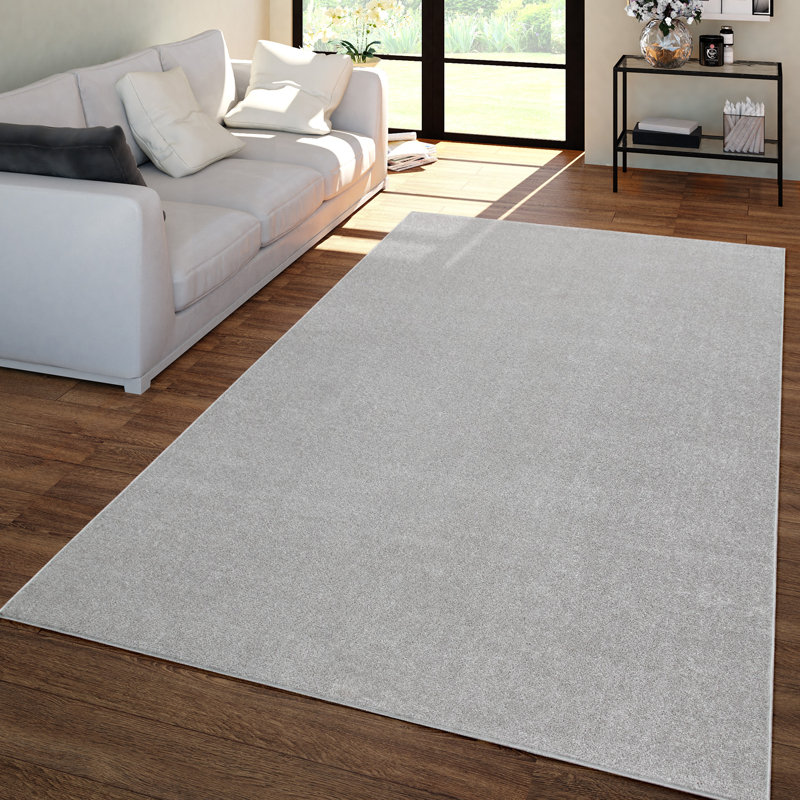 Tapis rectangulaire en polypropylène argenté uni fabriqué à la machine Lisco, Rectangle 2 pi 8 po x 4 pi 11 po