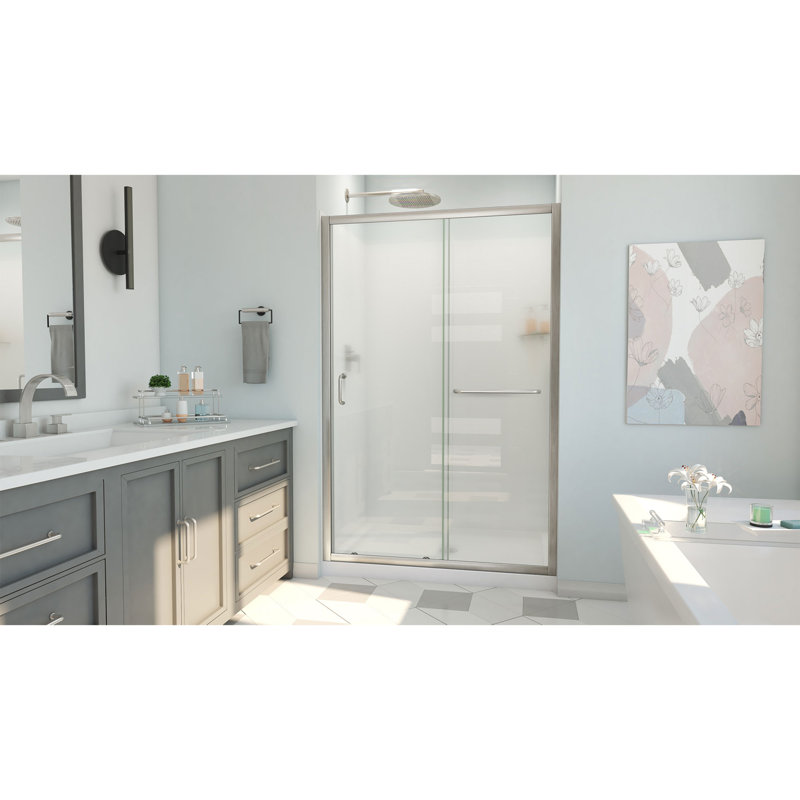 60" W x 36" D x 78" H Semi-Frameless Rectangle Shower Kit, Brushed Nickel