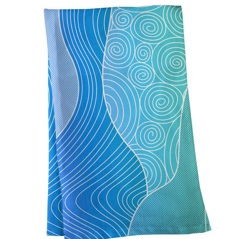Tea Towel Kitchen Towel, Cotton Twill, Blue/Mint