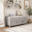 Banc de rangement avec 3 portes en forme de volet, banc à chaussures avec coussin amovible et espace de rangement caché-1302705806