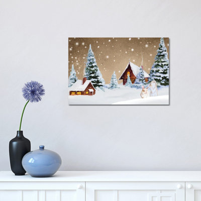 Christmas Village 1 Piece Wrapped Canvas Painting