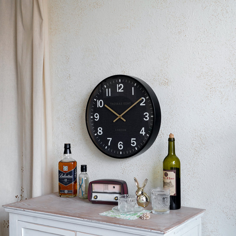Horloge murale en métal, Noir / doré