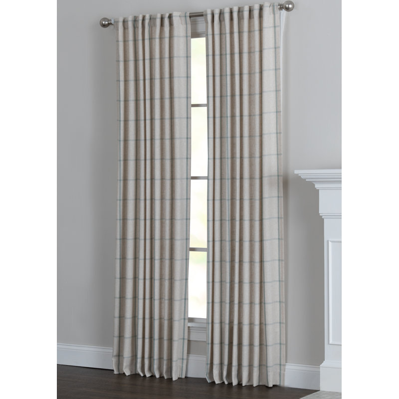 Bibiano Polyester / Linen Room Darkening Woven Plaid Curtain Panel with Rod Pocket Top and Hidden Back Tabs , Green