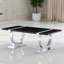Ensemble de salon de luxe de style contemporain 3 pièces, 1 table basse, 1 table de bout, 1 table de canapé, base en tréteaux, finition noire et argentée