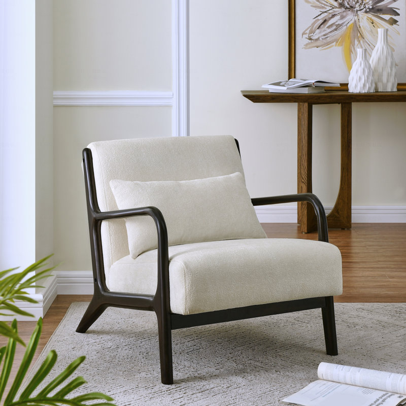 Modern Style Accent Chair with Removable Lumbar Pillow, Black