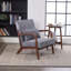Chaise d'appoint de style moderne Mid-Century, fauteuil avec chaises, coussin de lecture, structure en bois massif et balcon de chambre à coucher (gris foncé antique)