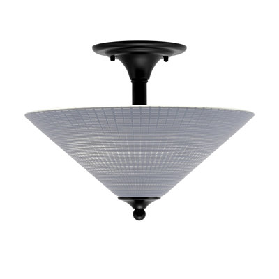 Semi-Flush 2 Bulbs With 16" Muslin Glass