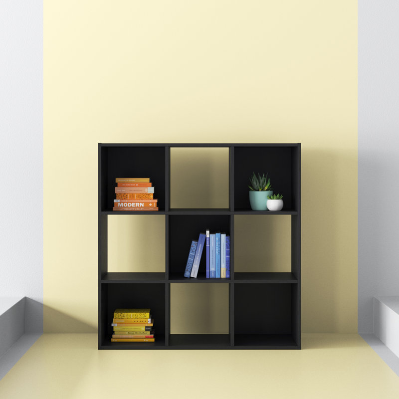 Bridgnorth Bookcase, (9 Shelves) 35.43" H x 35.35" W x 11.81" D, Black