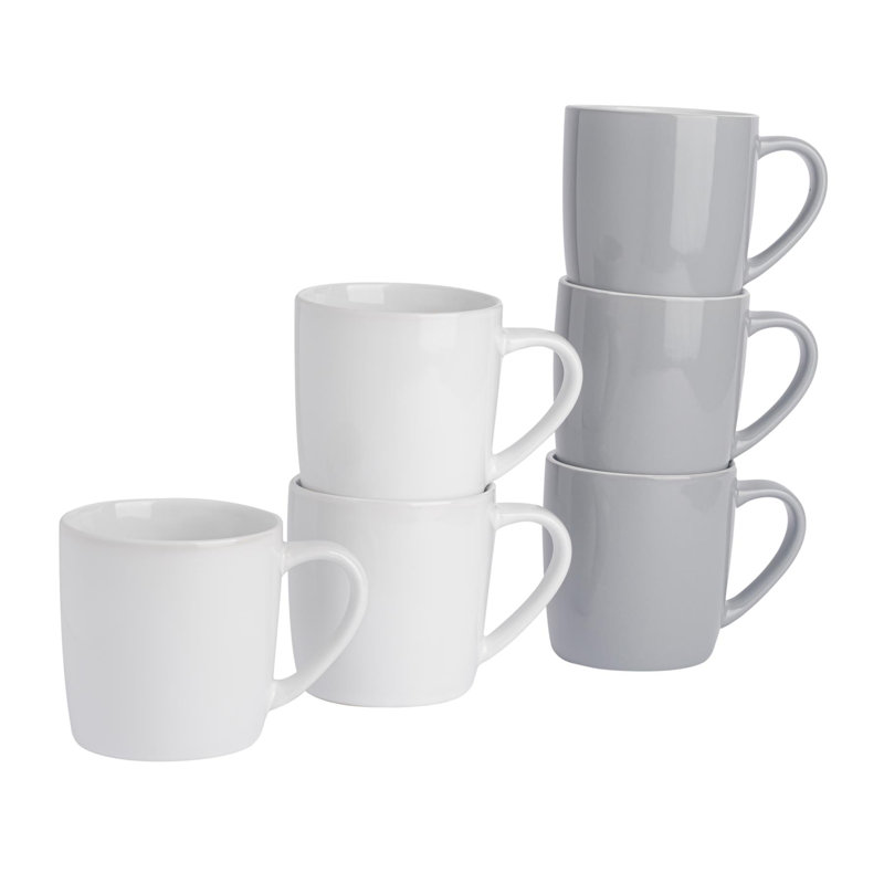 Argon Tableware - Coloured Coffee Mugs, Grey/White